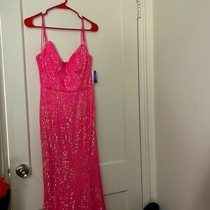 NWT nightway neon pink strapless dress size: 8